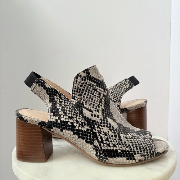 Evolve Snake Print Block Heel Sandals Women’s Size 8M Open Toe Slingback - Picture 2 of 10
